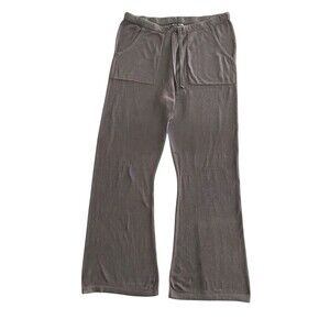 Barefoot Dreams Gray Pants L CozyChic Ultra Lite Knit Wide Leg 33” Inseam